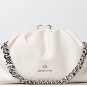 Michael Kors Nola Satchel Clutch Handbag NWOT Sz L White